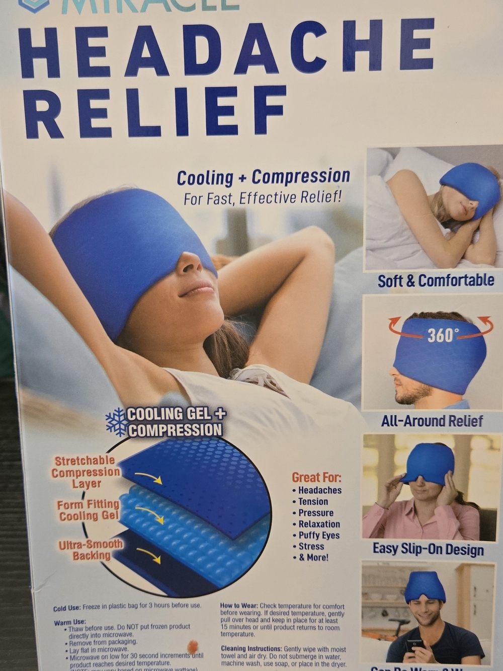 Miracle Cooling Gel Headache Mask - Blue - Picture 2 of 2